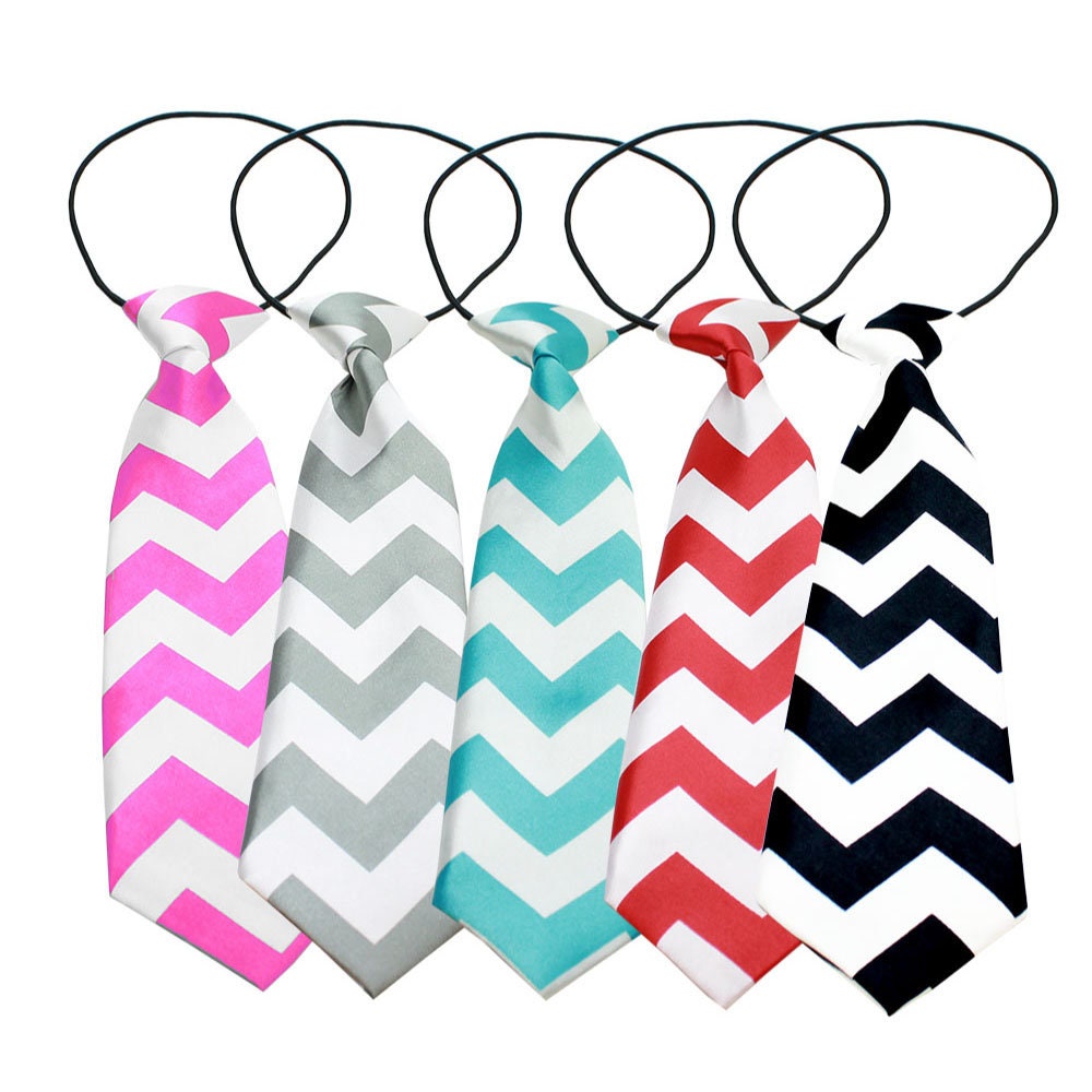 Big Dog Neck Ties in chevron design, available in multiple colors, featuring a durable elastic band for a comfortable fit.