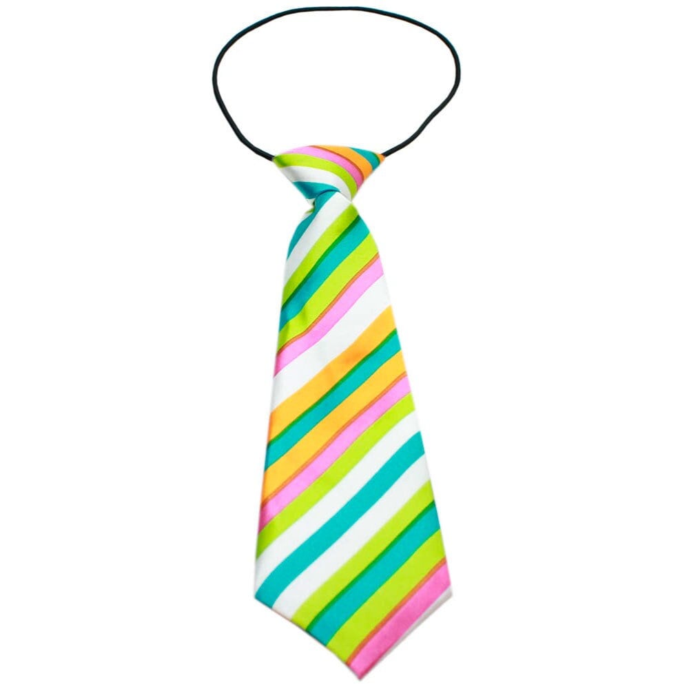 Big Dog Neck Tie in Funky Stripes design, featuring vibrant colors and a silky texture, perfect for large dogs.