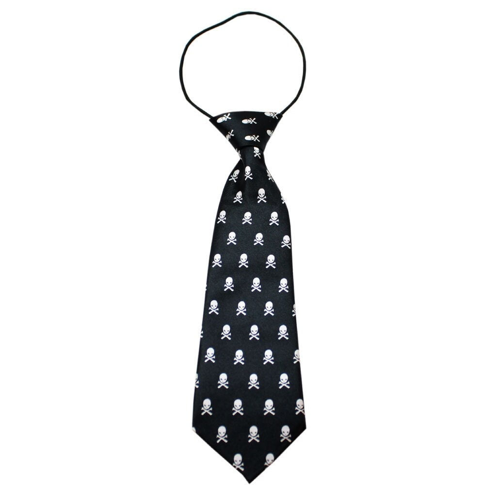 Big Dog Neck Tie featuring a stylish skull design, made from silky polyester, suitable for neck sizes 11" to 22".