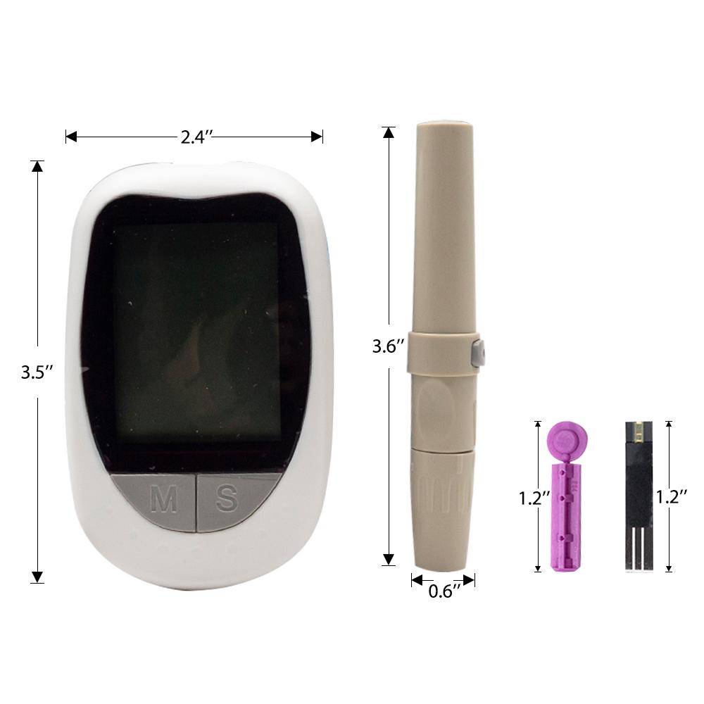 Blood Glucose Meter Glucometer Kit with test strips and lancets, designed for home diabetes testing.