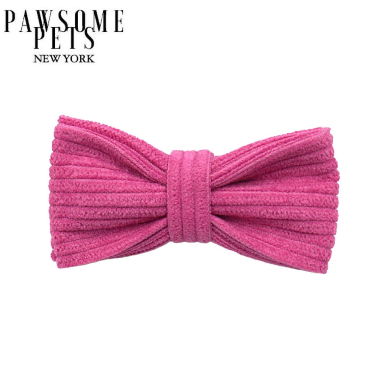 A stylish dark pink bowtie made of 100% cotton with Velcro straps for easy attachment to a pet's collar.