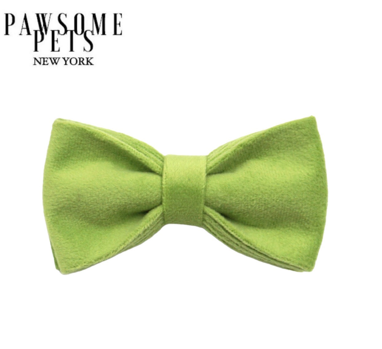 Grass Green Bowtie for pets with Velcro straps, made from 100% cotton, showcasing a stylish design.