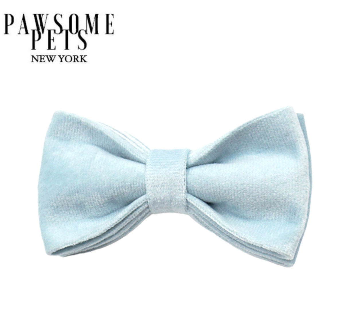 Handmade Ice Blue Bowtie with Velcro straps for pets, crafted from 100% cotton, stylish and comfortable.