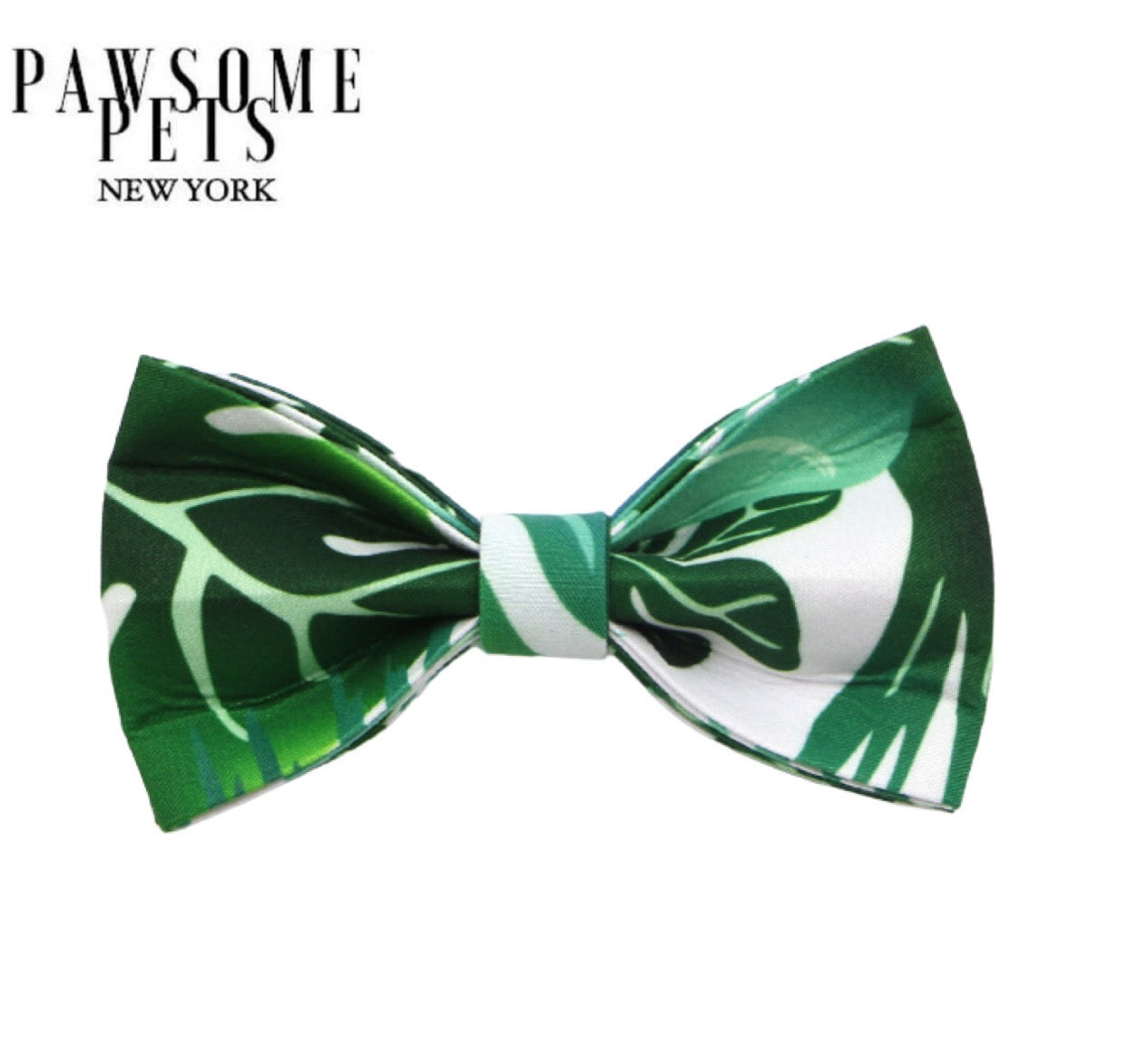 A stylish handmade bow tie in leaf design, featuring genuine Velcro straps for easy attachment to pet collars.