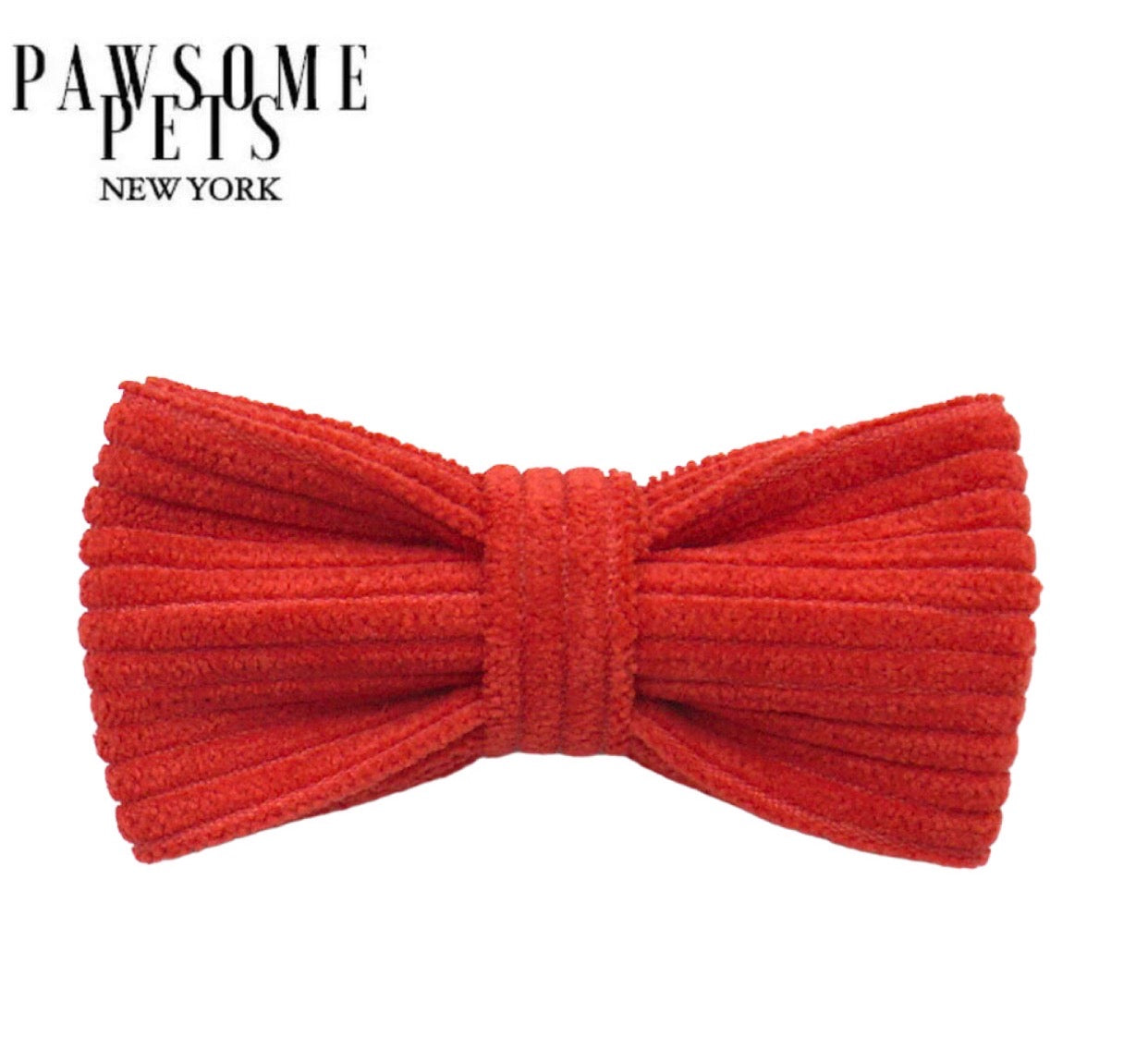 Handmade orange red bowtie with Velcro straps for pets, made from 100% cotton.