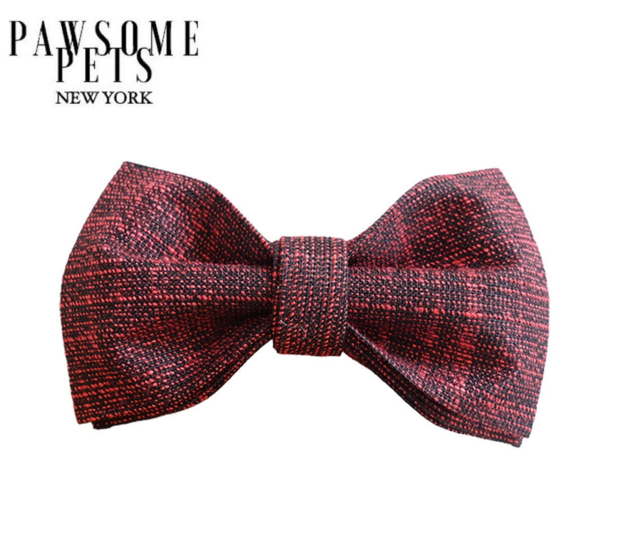 Handmade red and black bowtie with Velcro straps, showcasing its stylish design and quality craftsmanship.