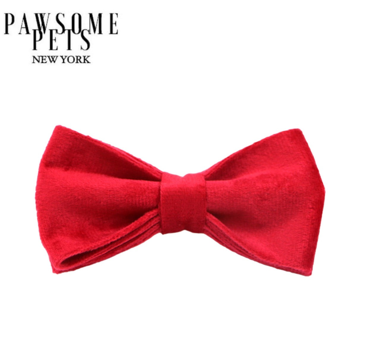 A vibrant red bowtie with genuine Velcro straps, made from 100% cotton, showcasing its elegant design and quality craftsmanship.
