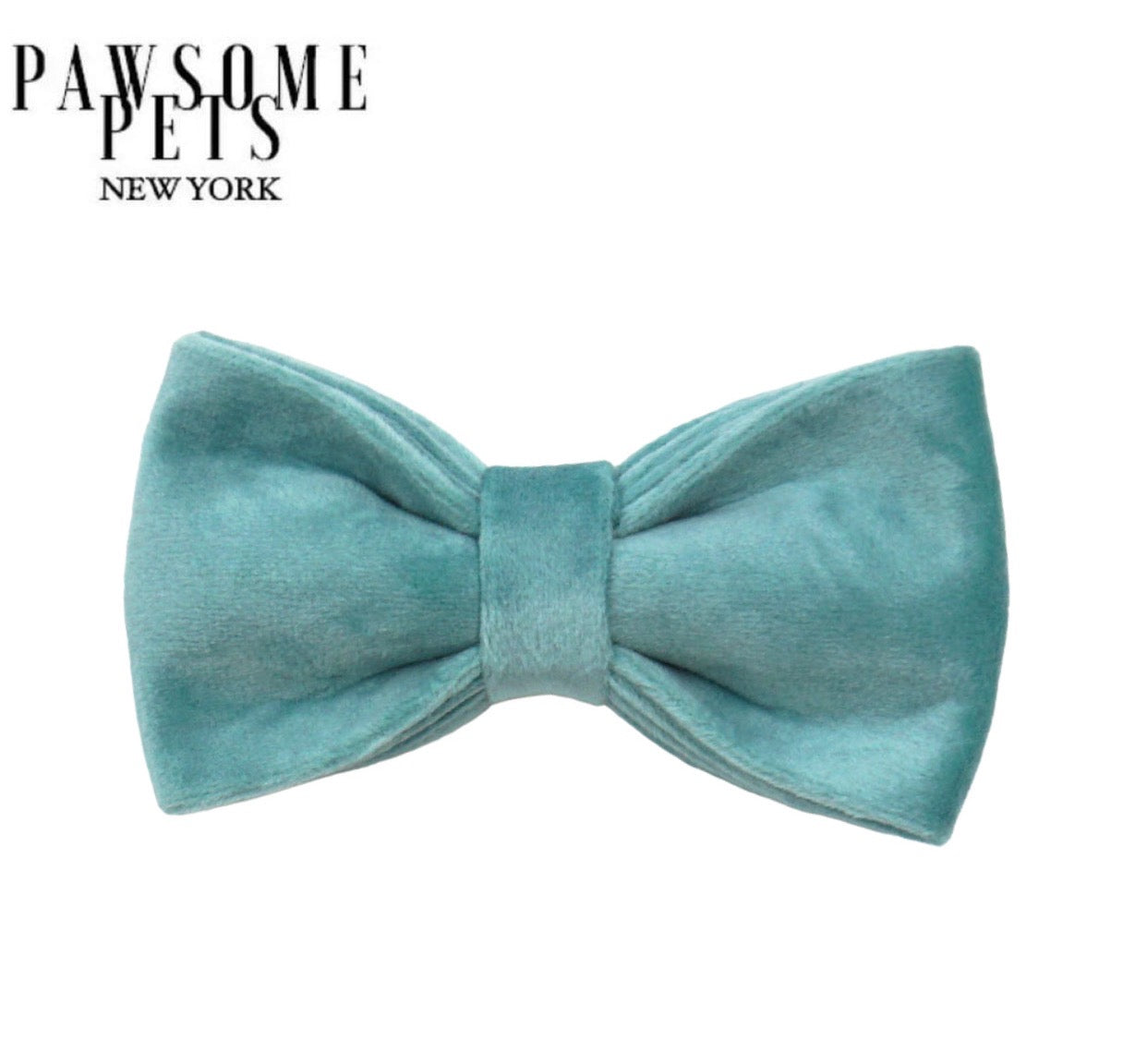Handmade BOWTIE in RIVER BLUE with Velcro straps, made from 100% cotton, designed for pets.