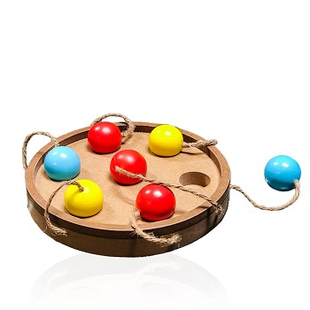 Brainiac Bat-A-Ball™ Interactive Pet Toy featuring seven wooden balls and treat chambers for engaging pet play.