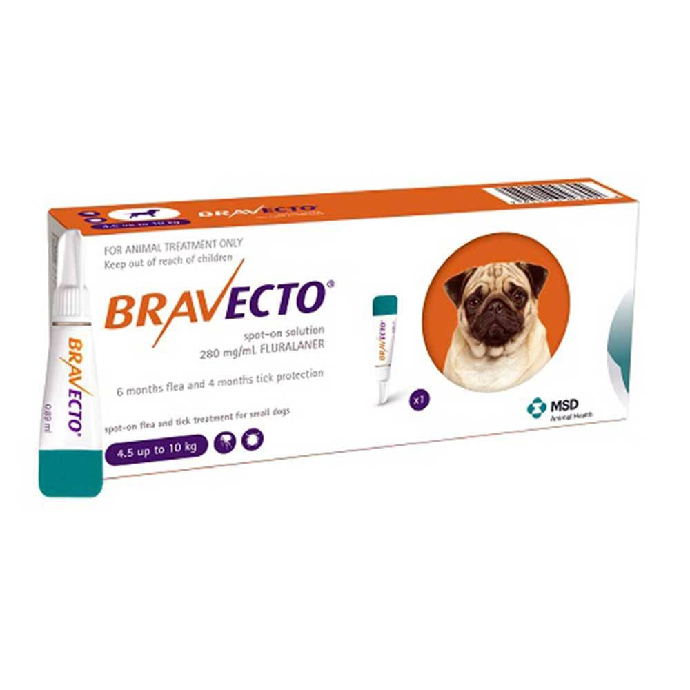 Bravecto Spot-On Flea & Tick Solution for Dogs in a pipette, designed for easy topical application to protect dogs from fleas and ticks.
