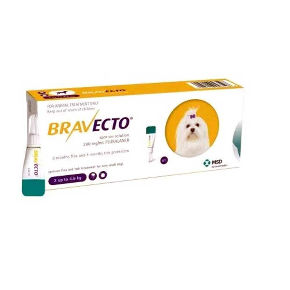 Bravecto Spot-On Flea & Tick Solution for Dogs in a pipette, designed for easy topical application to protect dogs from fleas and ticks.