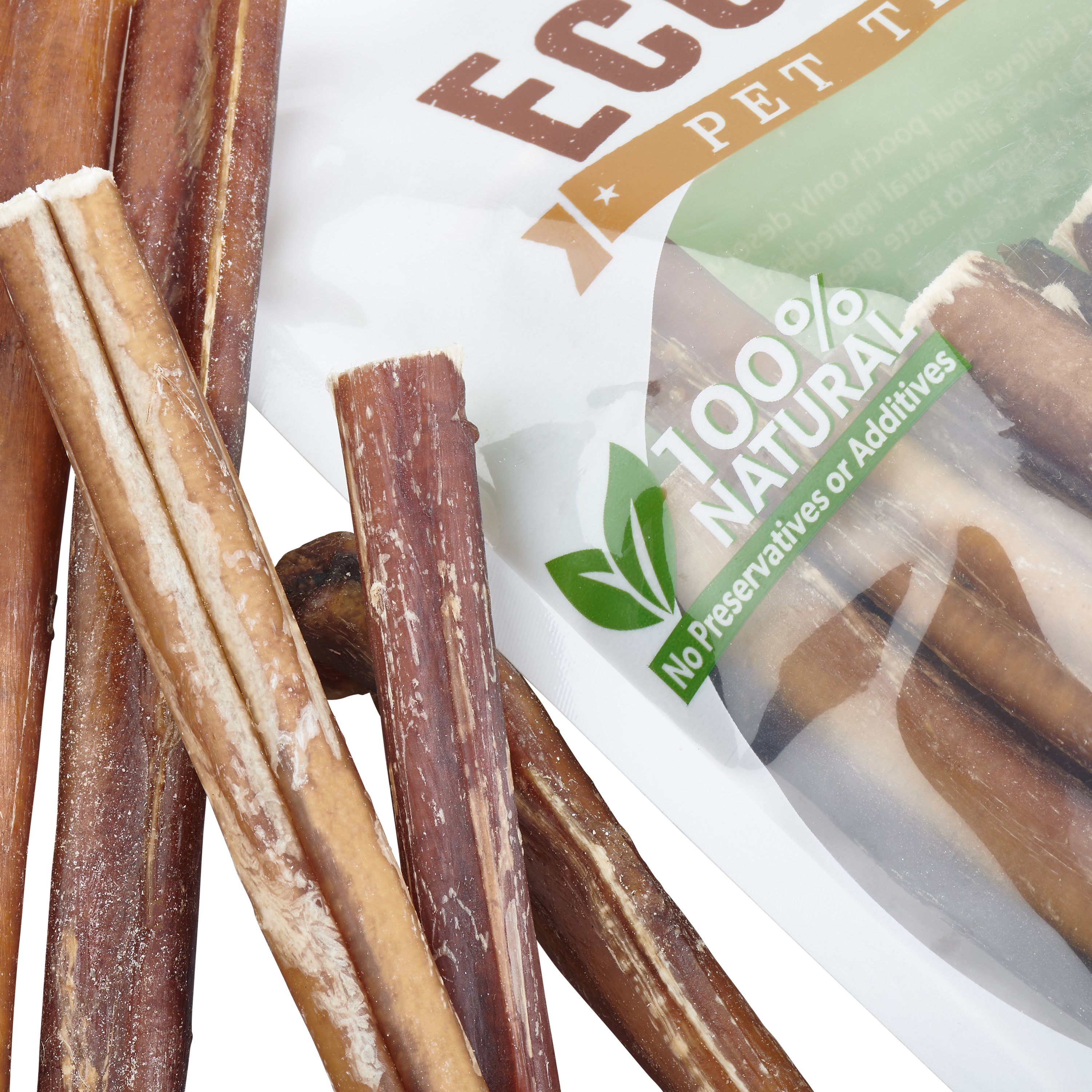 A pack of Brazilian Grass-Fed Beef Bully Sticks, showcasing their natural texture and quality, perfect for dog treats.