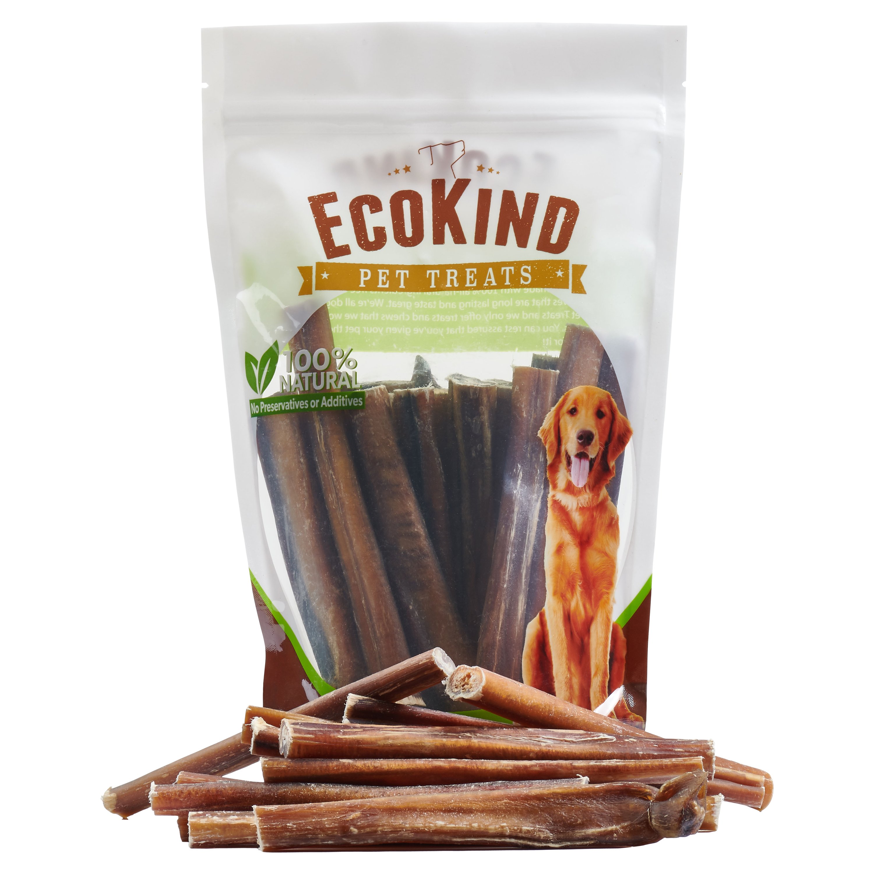 A pack of Brazilian Grass-Fed Beef Bully Sticks, showcasing their natural texture and quality, perfect for dog treats.