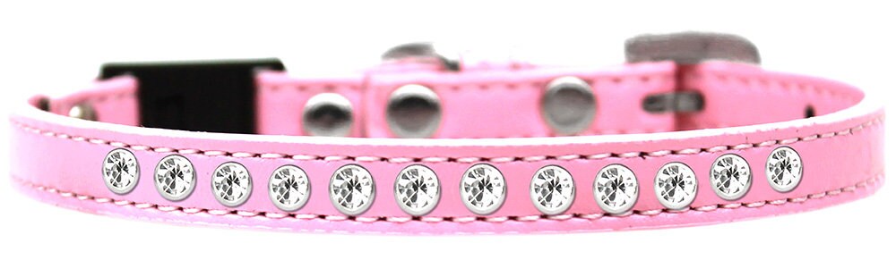 Breakaway cat collar with clear rhinestones, stylish and safe design.
