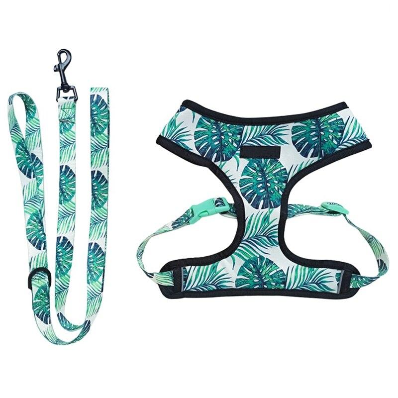 Breathable small dog harness in stylish print, designed for comfort and safety for small pets like Chihuahuas and Pugs.
