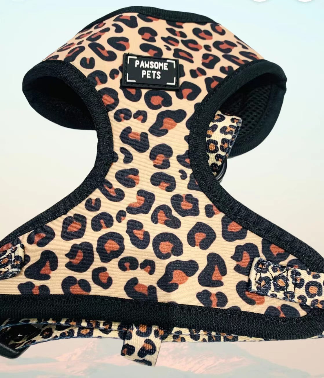 BUNDLE - LEOPARD dog walking set featuring a harness, collar, lead, and poop bag holder in stylish leopard print design.