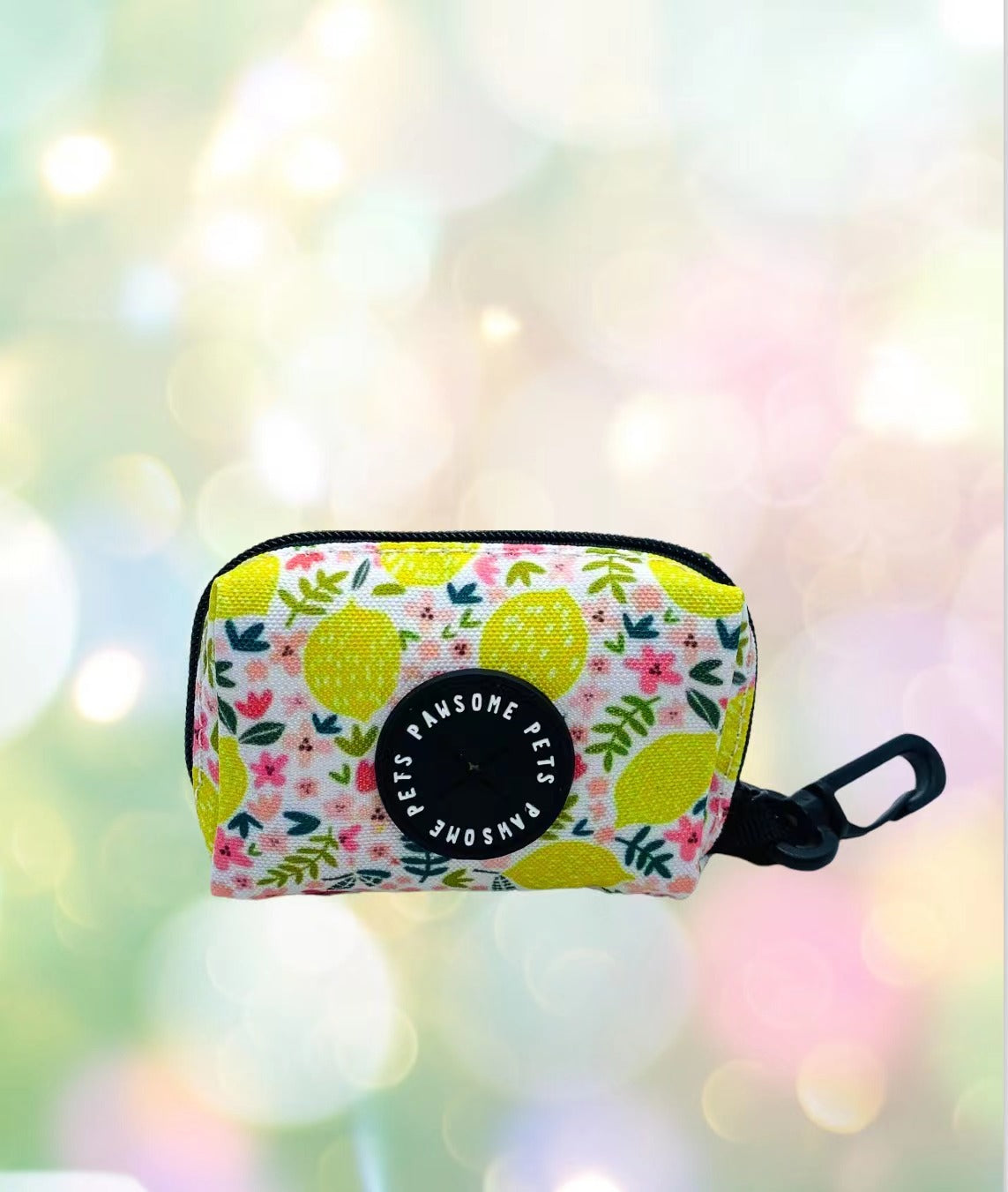 BUNDLE - OH MY LEMON featuring a vibrant lemon design, includes a durable poo bag holder and dispenser for dogs.