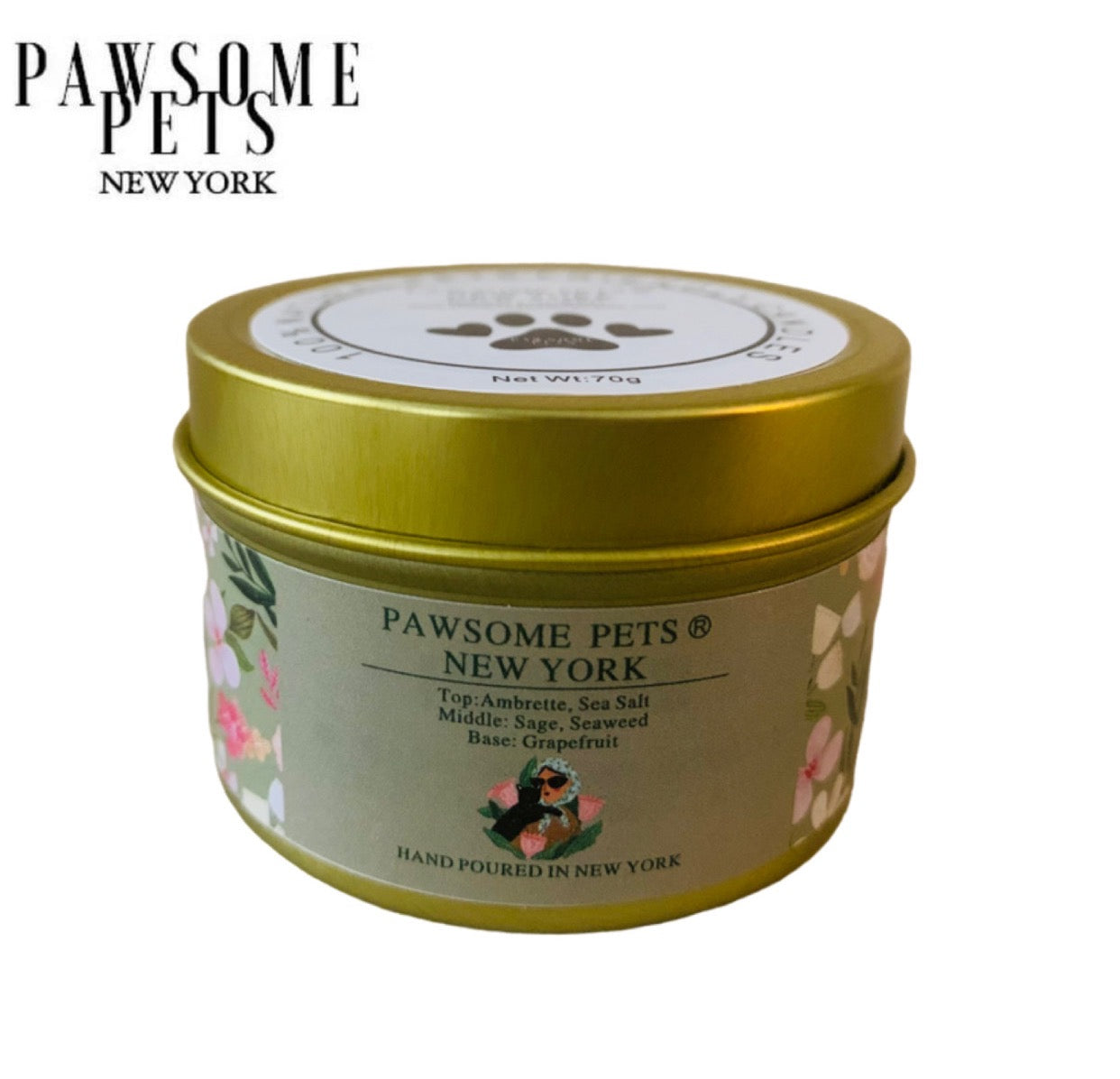 A beautifully crafted Sea Salt and Sage candle, hand poured in New York, featuring a calming blend of ambrette, sea salt, sage, seaweed, and grapefruit.