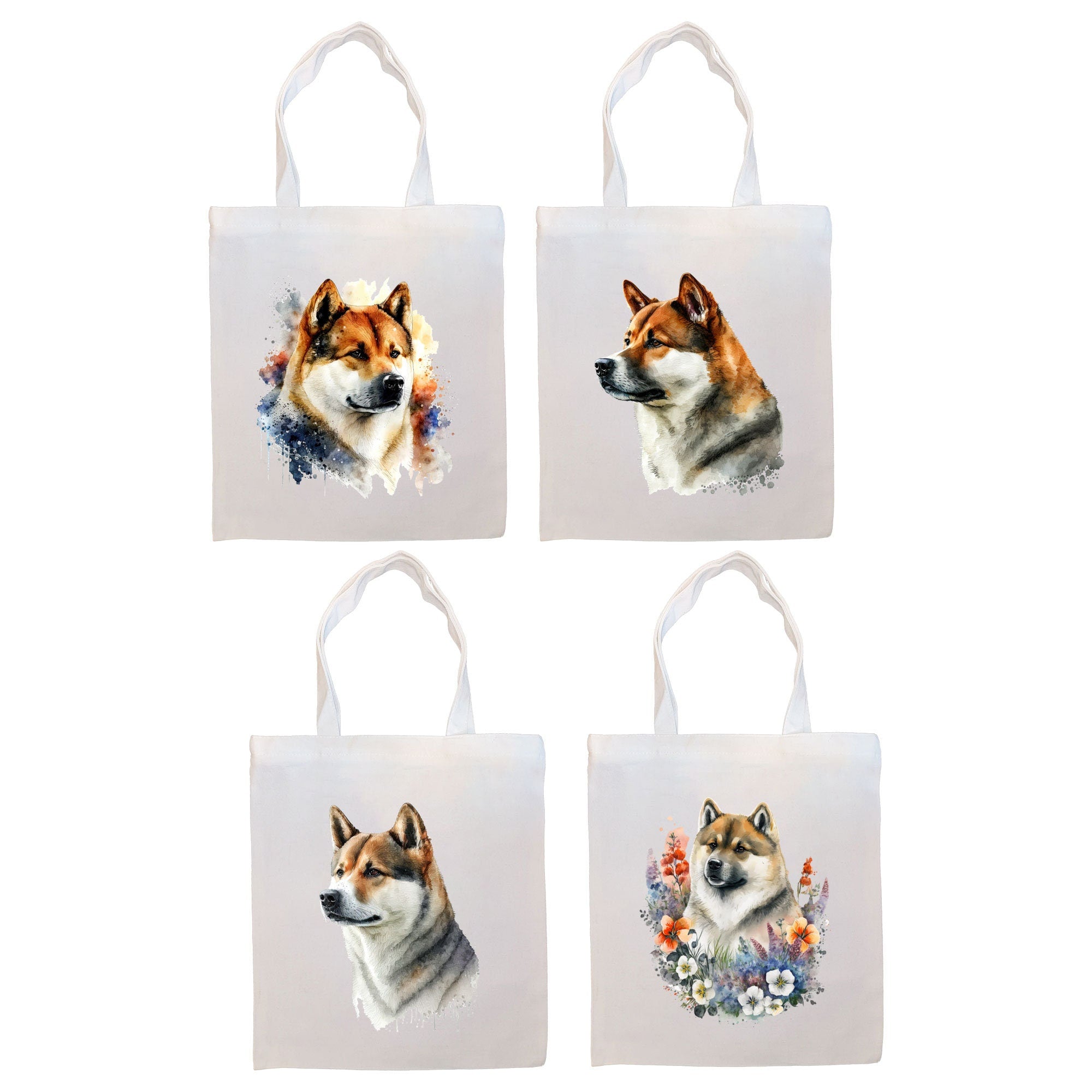 Stylish Akita Canvas Tote Bag with zipper and inner pocket, perfect for shopping and daily use.