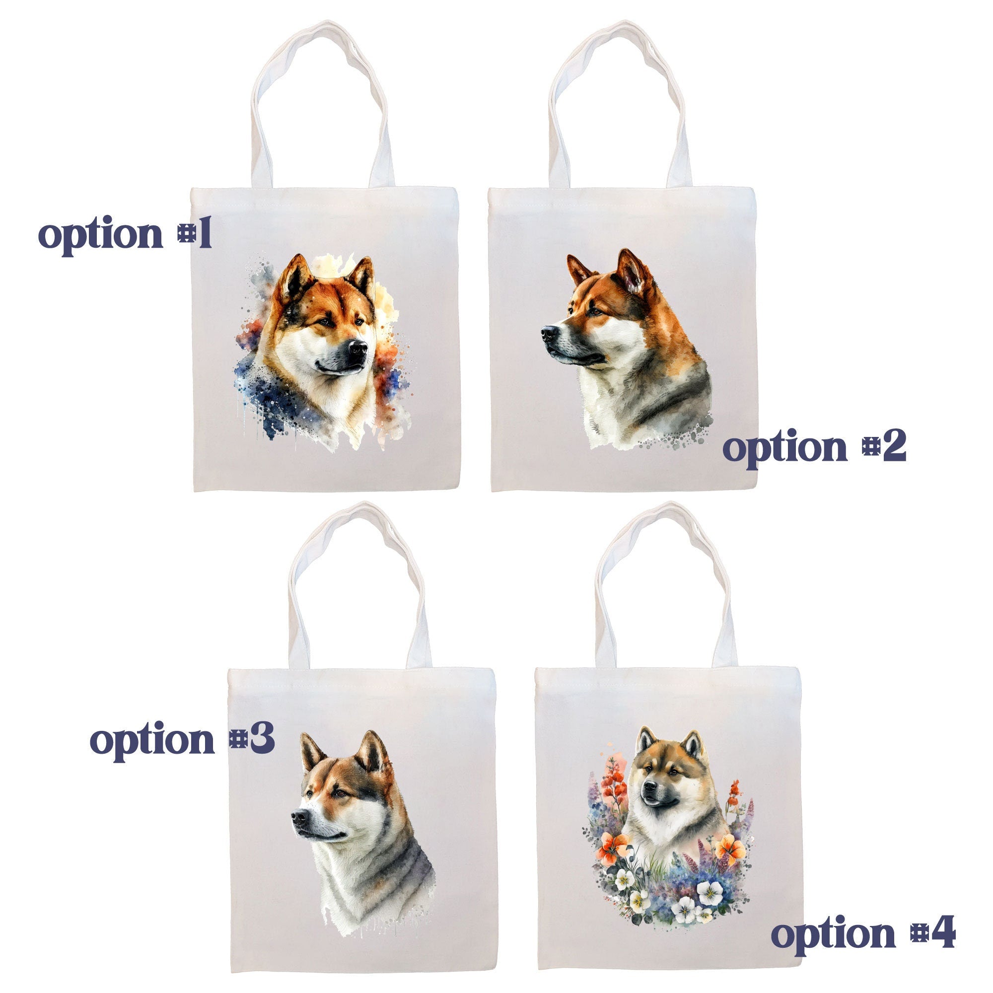 Stylish Akita Canvas Tote Bag with zipper and inner pocket, perfect for shopping and daily use.