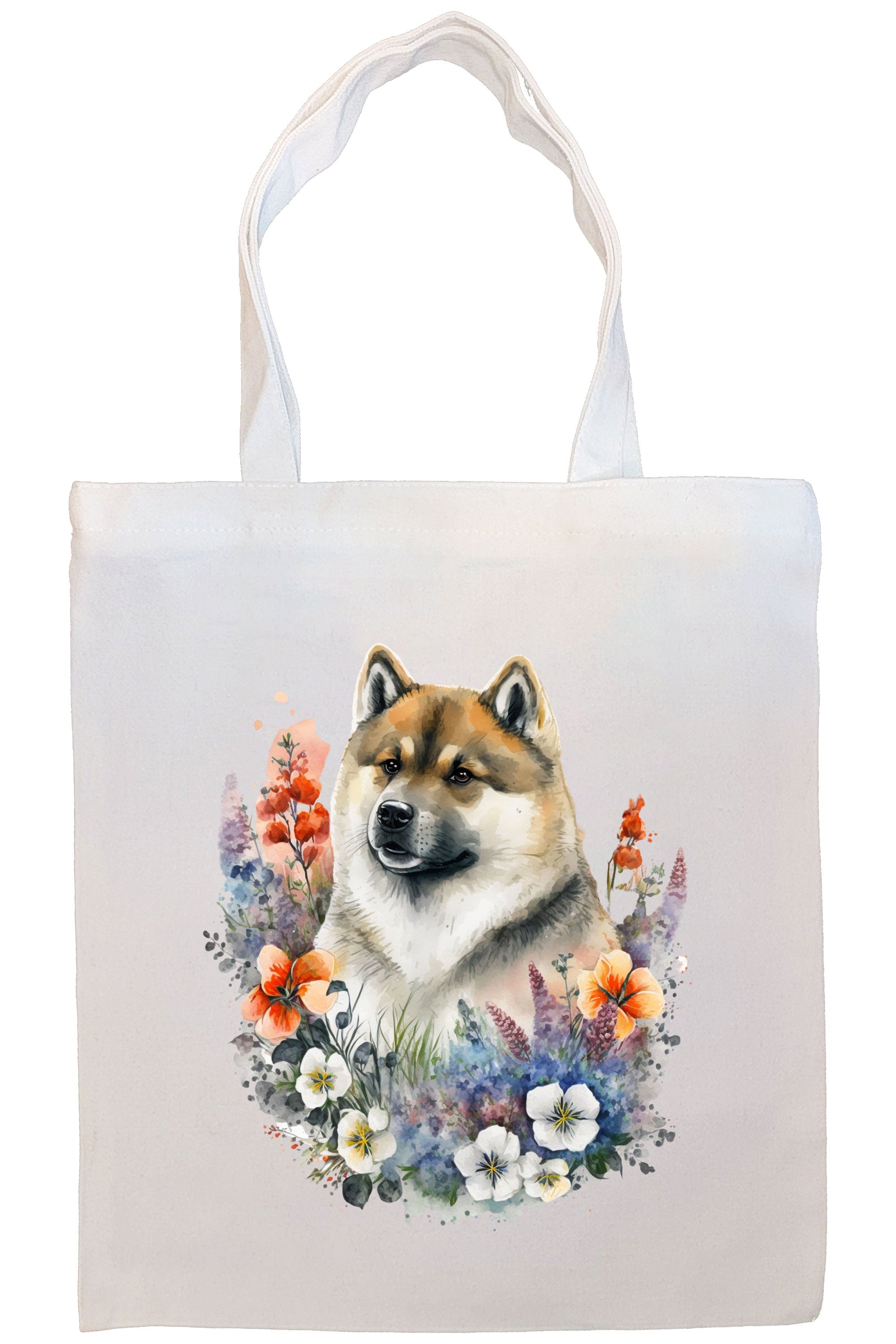 Stylish Akita Canvas Tote Bag with zipper and inner pocket, perfect for shopping and daily use.