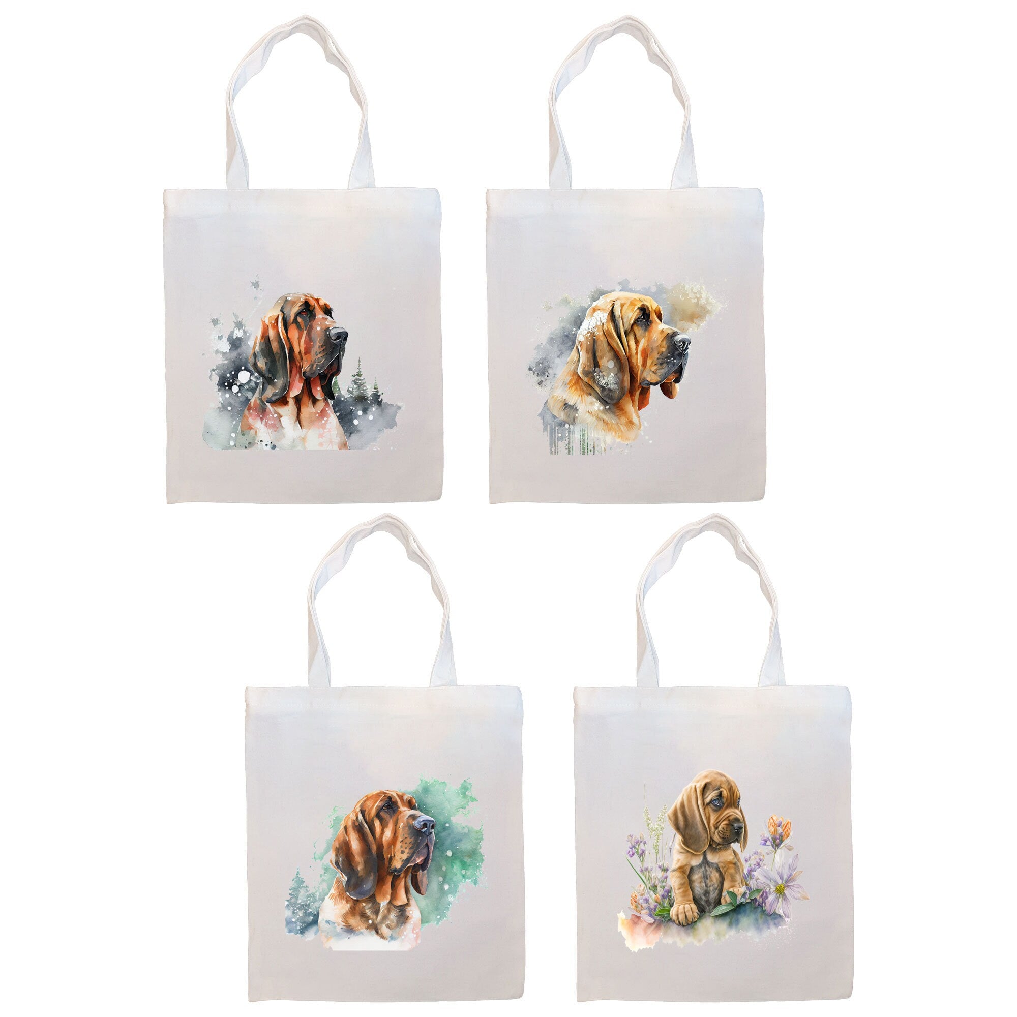 Stylish Bloodhound Canvas Tote Bag with zippered closure and inner pocket, perfect for daily use and shopping.