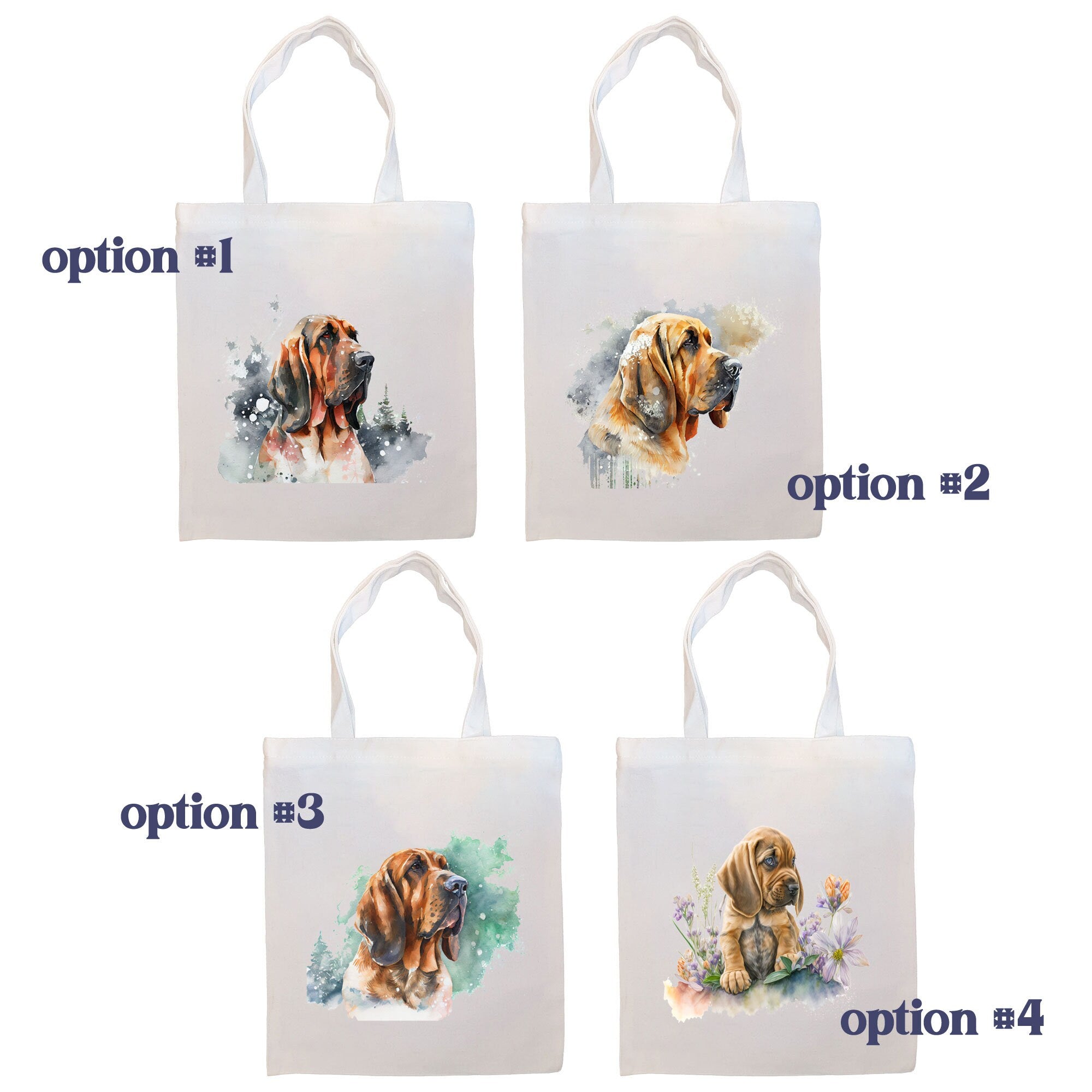 Stylish Bloodhound Canvas Tote Bag with zippered closure and inner pocket, perfect for daily use and shopping.