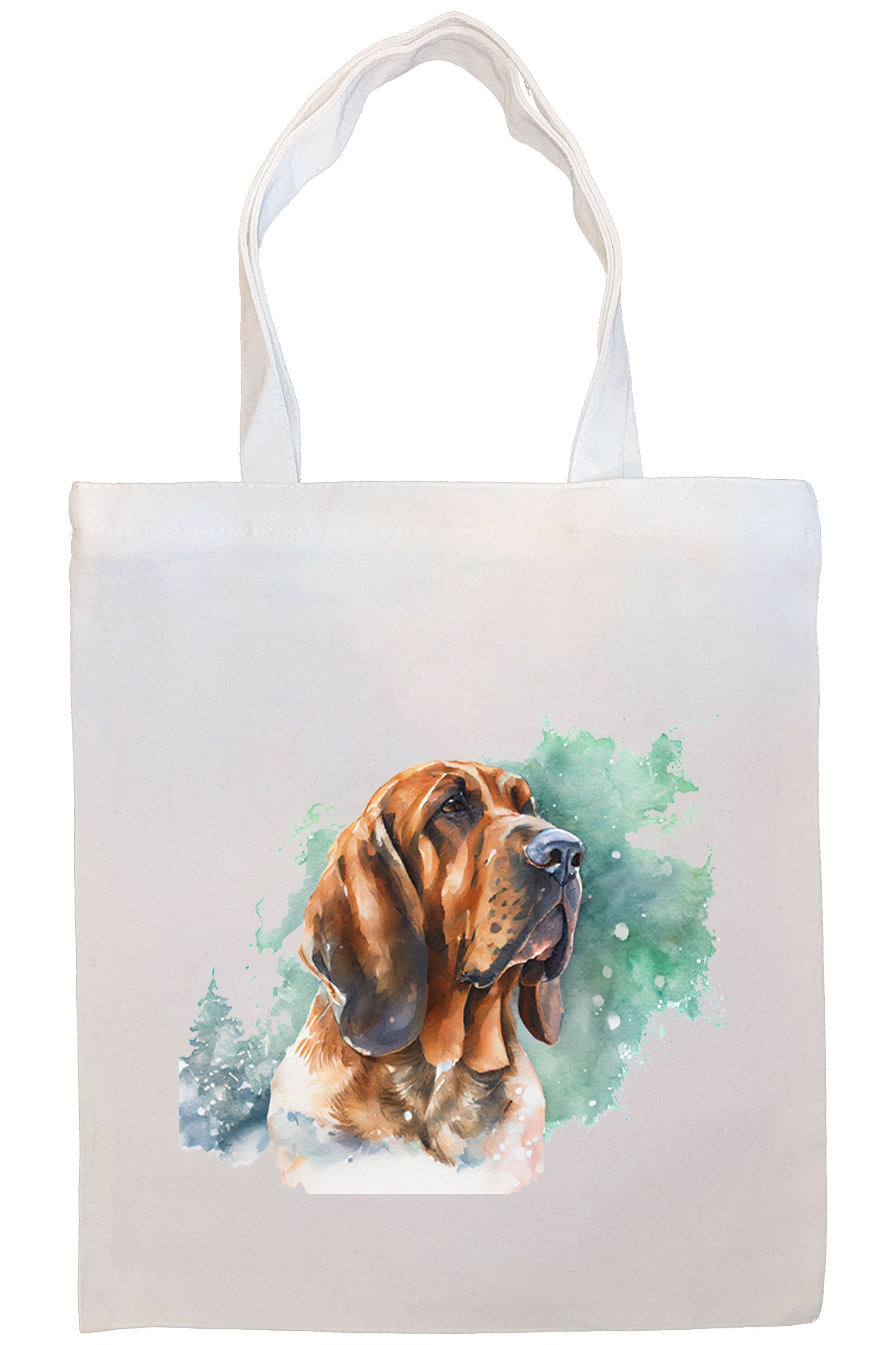 Stylish Bloodhound Canvas Tote Bag with zippered closure and inner pocket, perfect for daily use and shopping.
