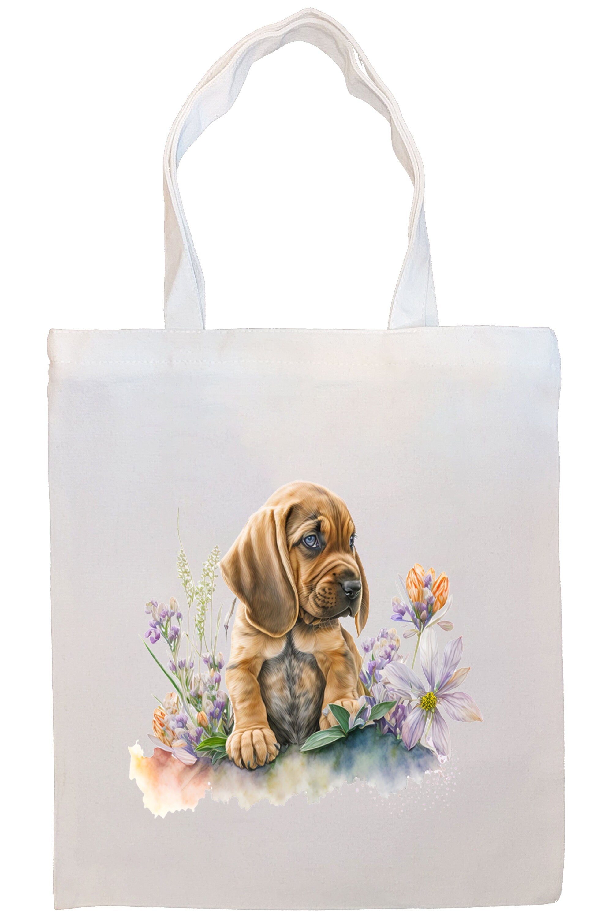 Stylish Bloodhound Canvas Tote Bag with zippered closure and inner pocket, perfect for daily use and shopping.