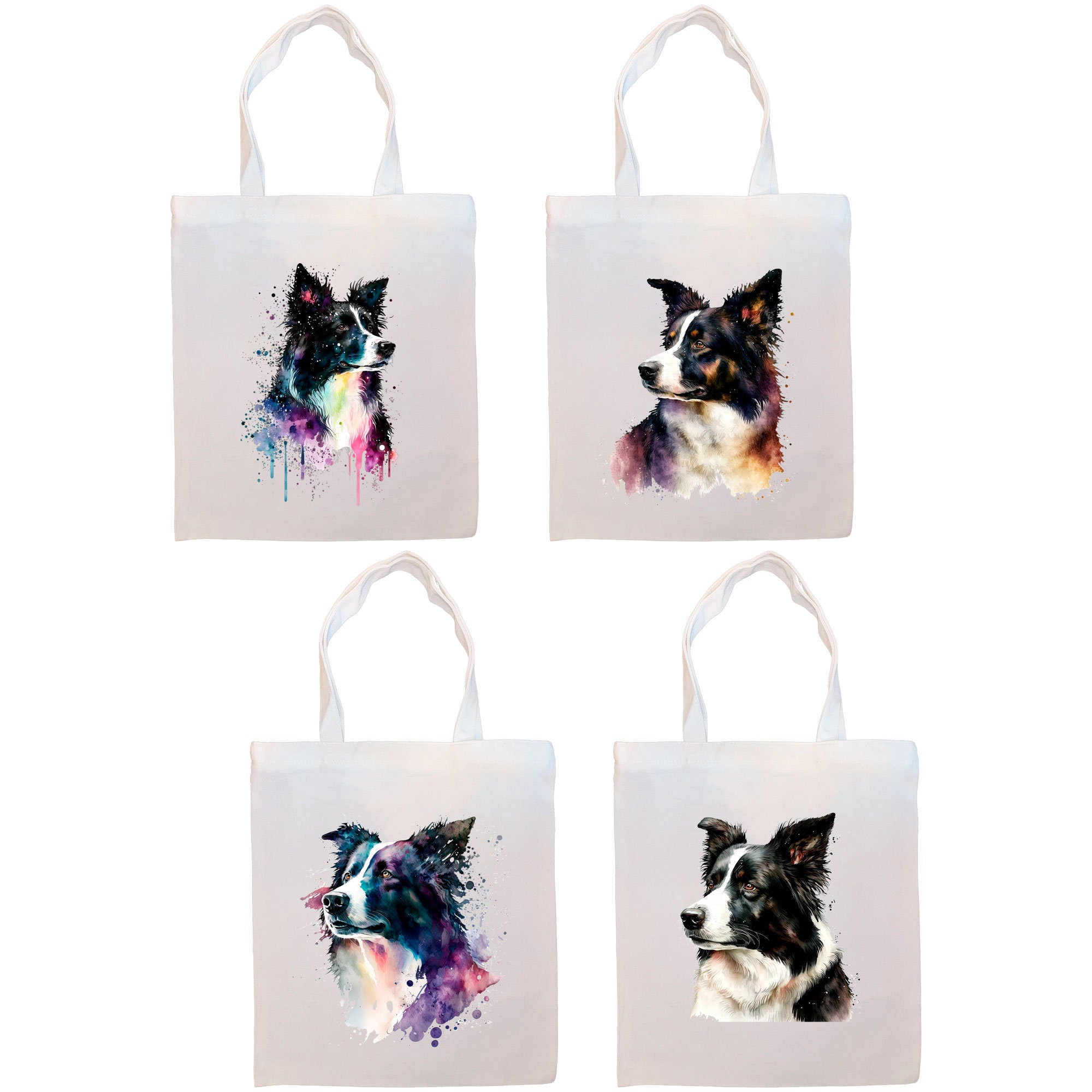 Stylish zippered canvas tote bag featuring a Border Collie design, with sturdy handles and an inner pocket for convenience.