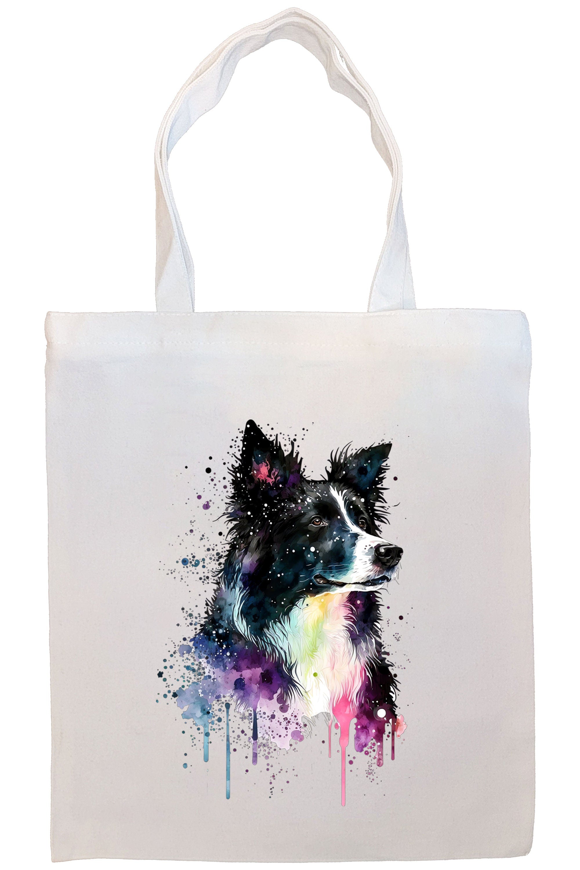 Stylish zippered canvas tote bag featuring a Border Collie design, with sturdy handles and an inner pocket for convenience.