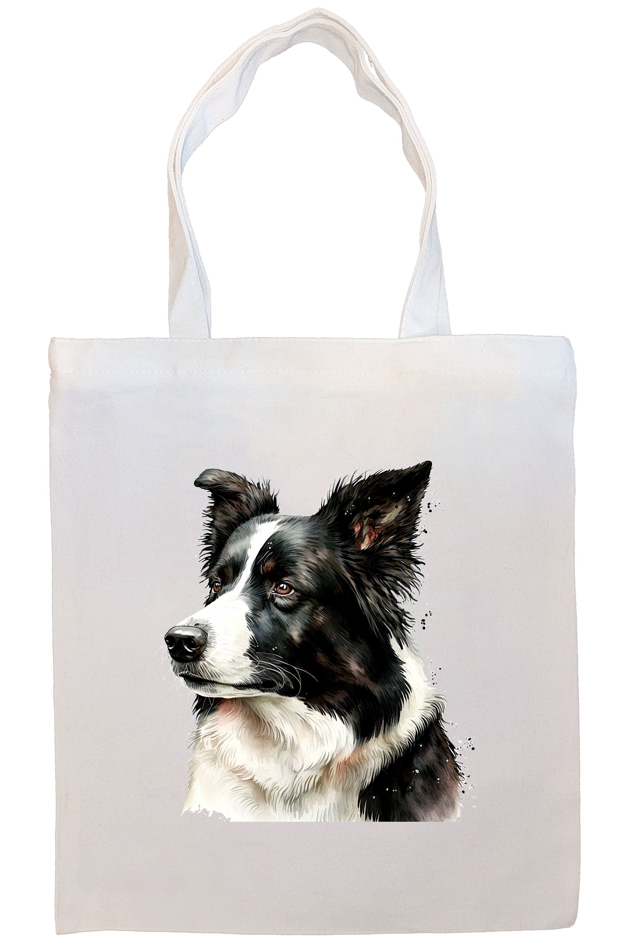Stylish zippered canvas tote bag featuring a Border Collie design, with sturdy handles and an inner pocket for convenience.