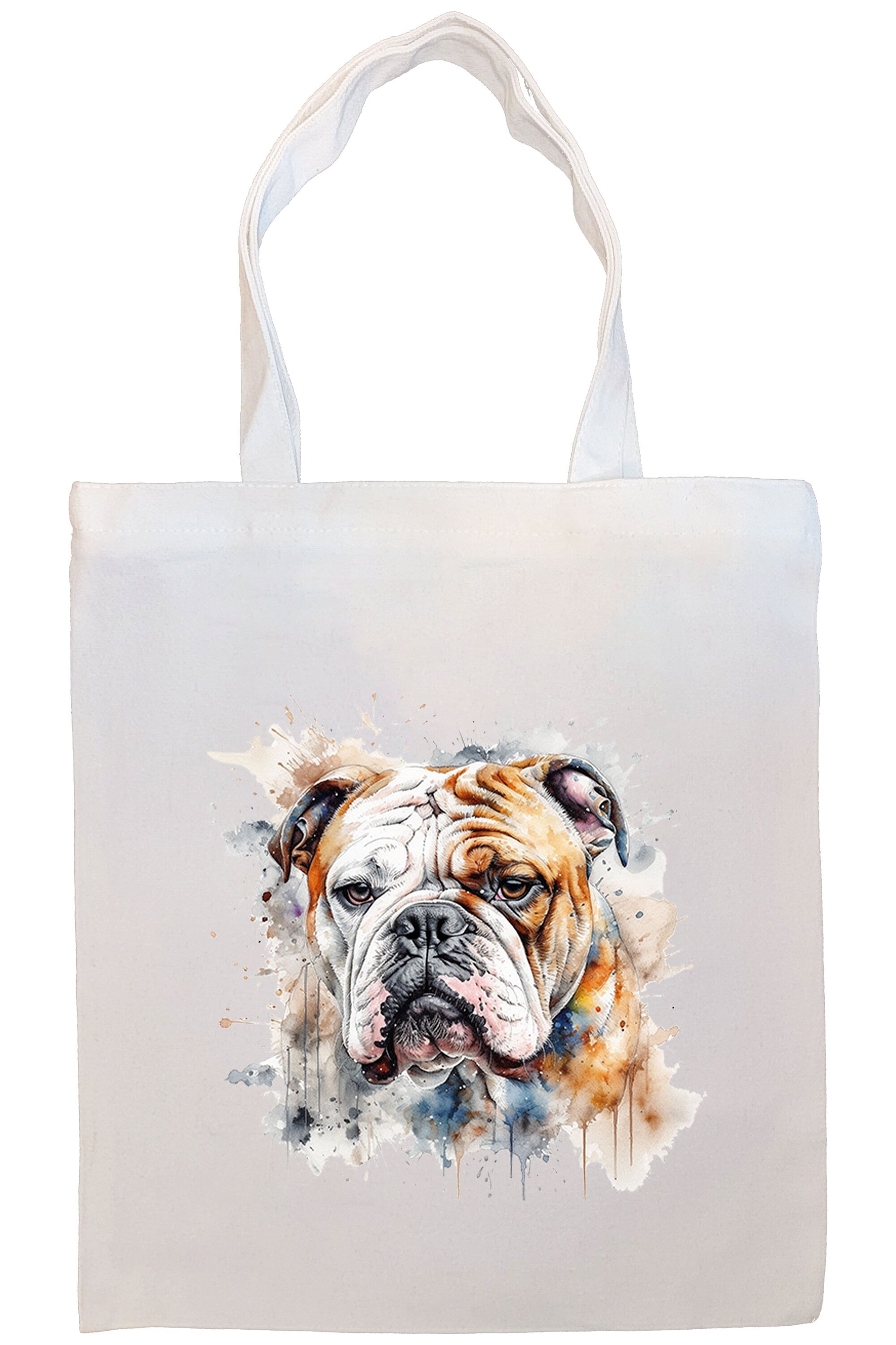 A stylish Bulldog Canvas Tote Bag featuring a zippered closure, sturdy handles, and an inner pocket, perfect for shopping and daily use.