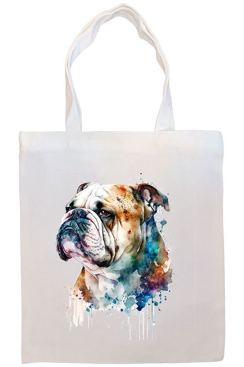 A stylish Bulldog Canvas Tote Bag featuring a zippered closure, sturdy handles, and an inner pocket, perfect for shopping and daily use.