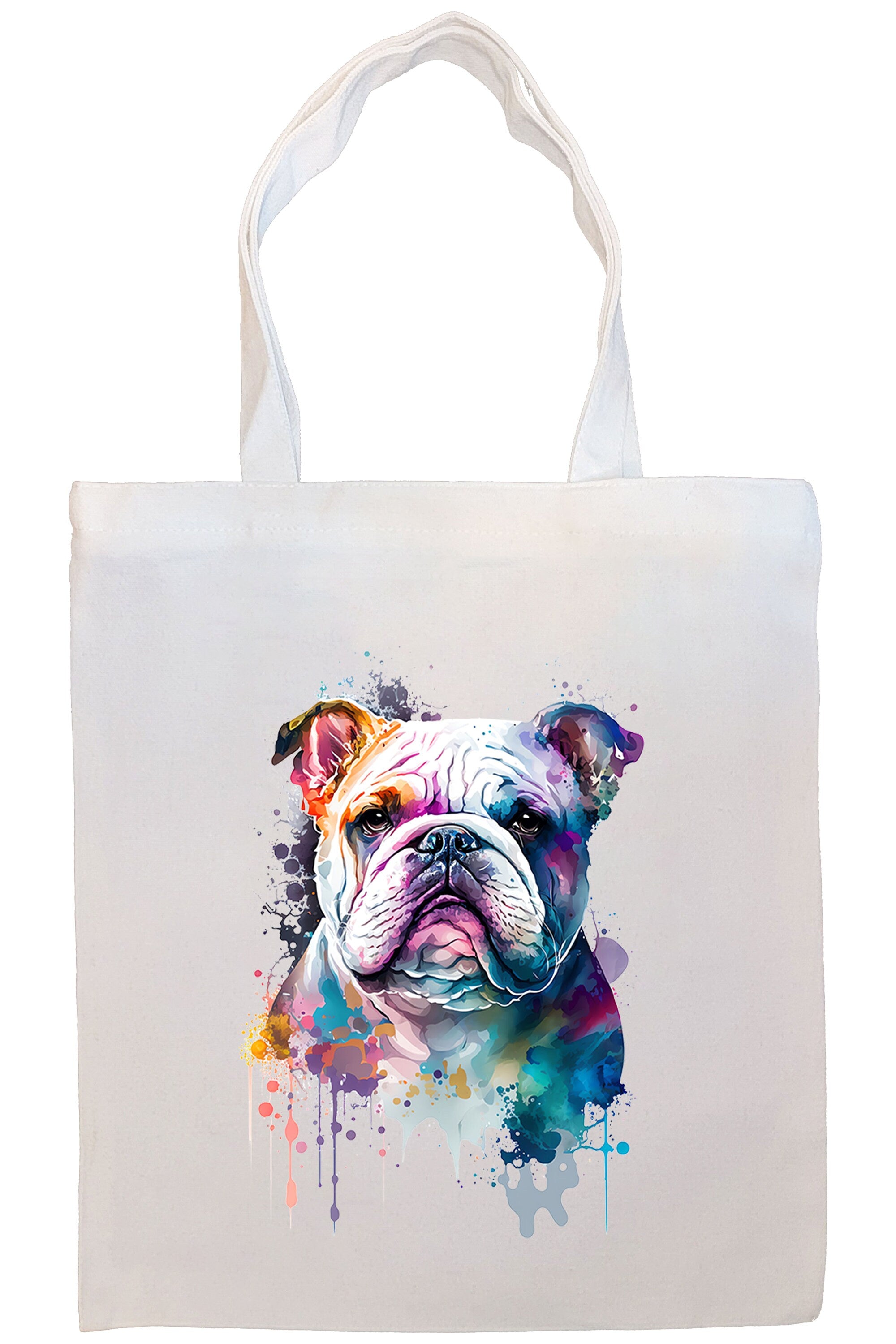 A stylish Bulldog Canvas Tote Bag featuring a zippered closure, sturdy handles, and an inner pocket, perfect for shopping and daily use.