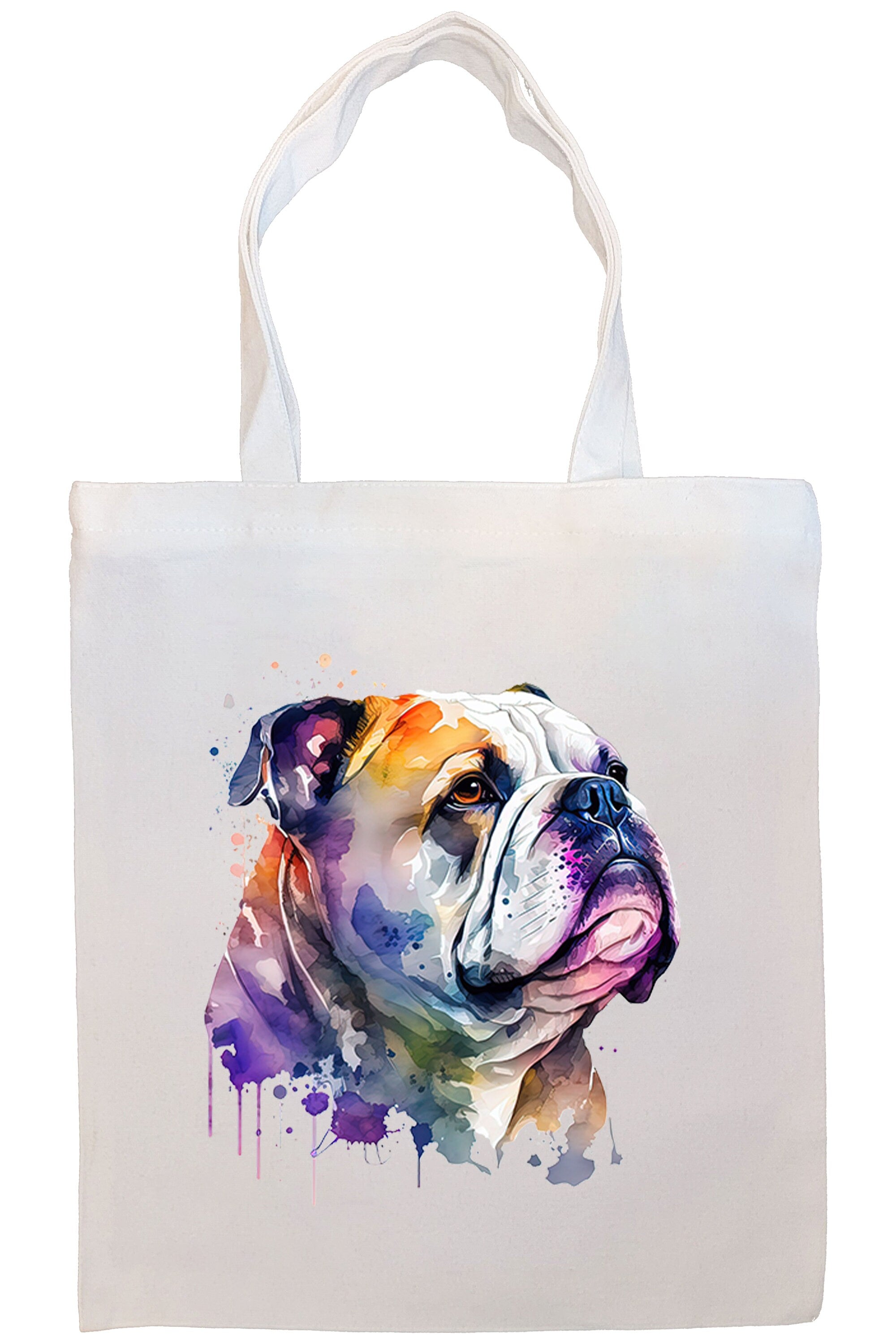 A stylish Bulldog Canvas Tote Bag featuring a zippered closure, sturdy handles, and an inner pocket, perfect for shopping and daily use.