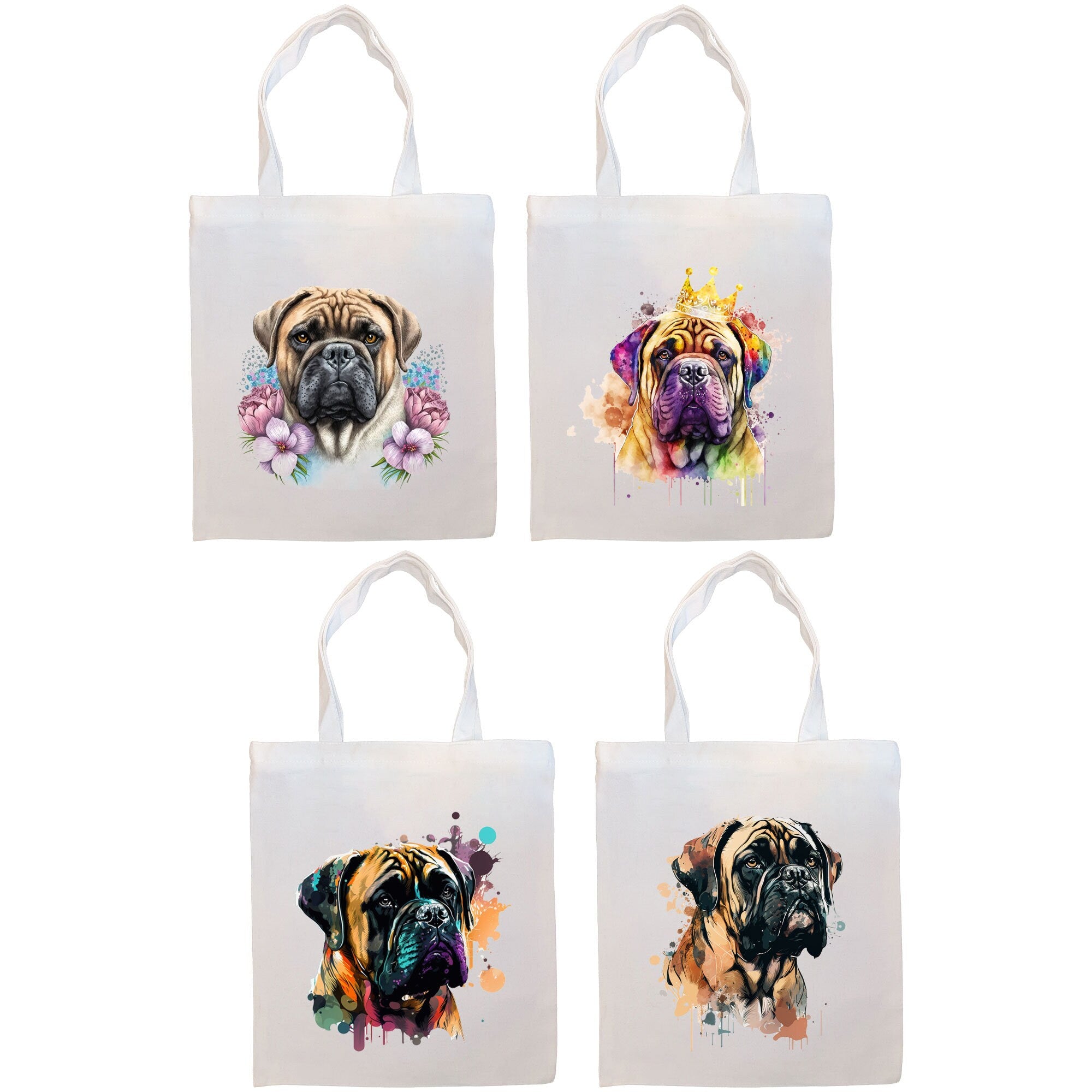 Bullmastiff Canvas Tote Bag with zippered closure, handles, and inner pocket, showcasing a stylish design for pet lovers.