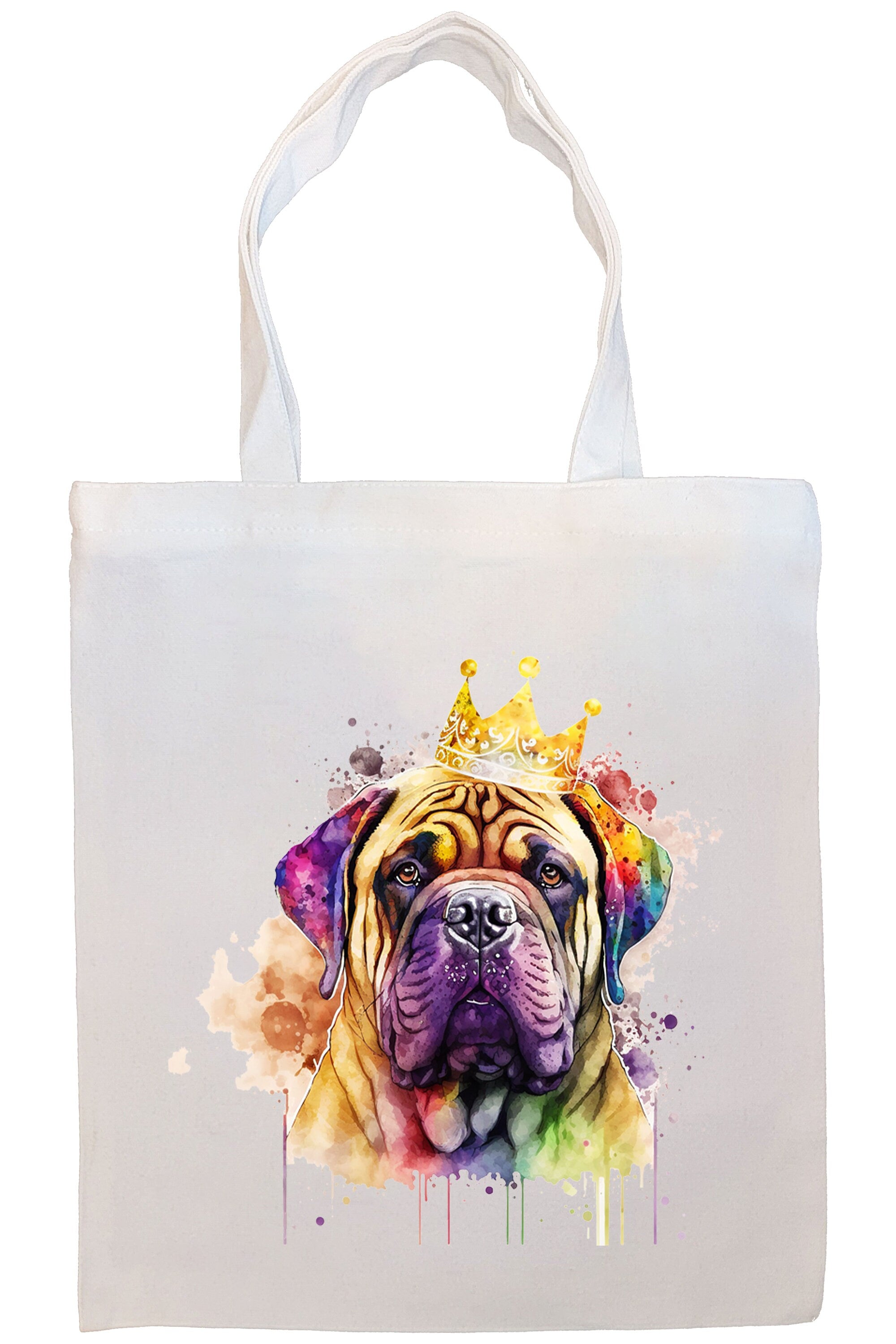 Bullmastiff Canvas Tote Bag with zippered closure, handles, and inner pocket, showcasing a stylish design for pet lovers.