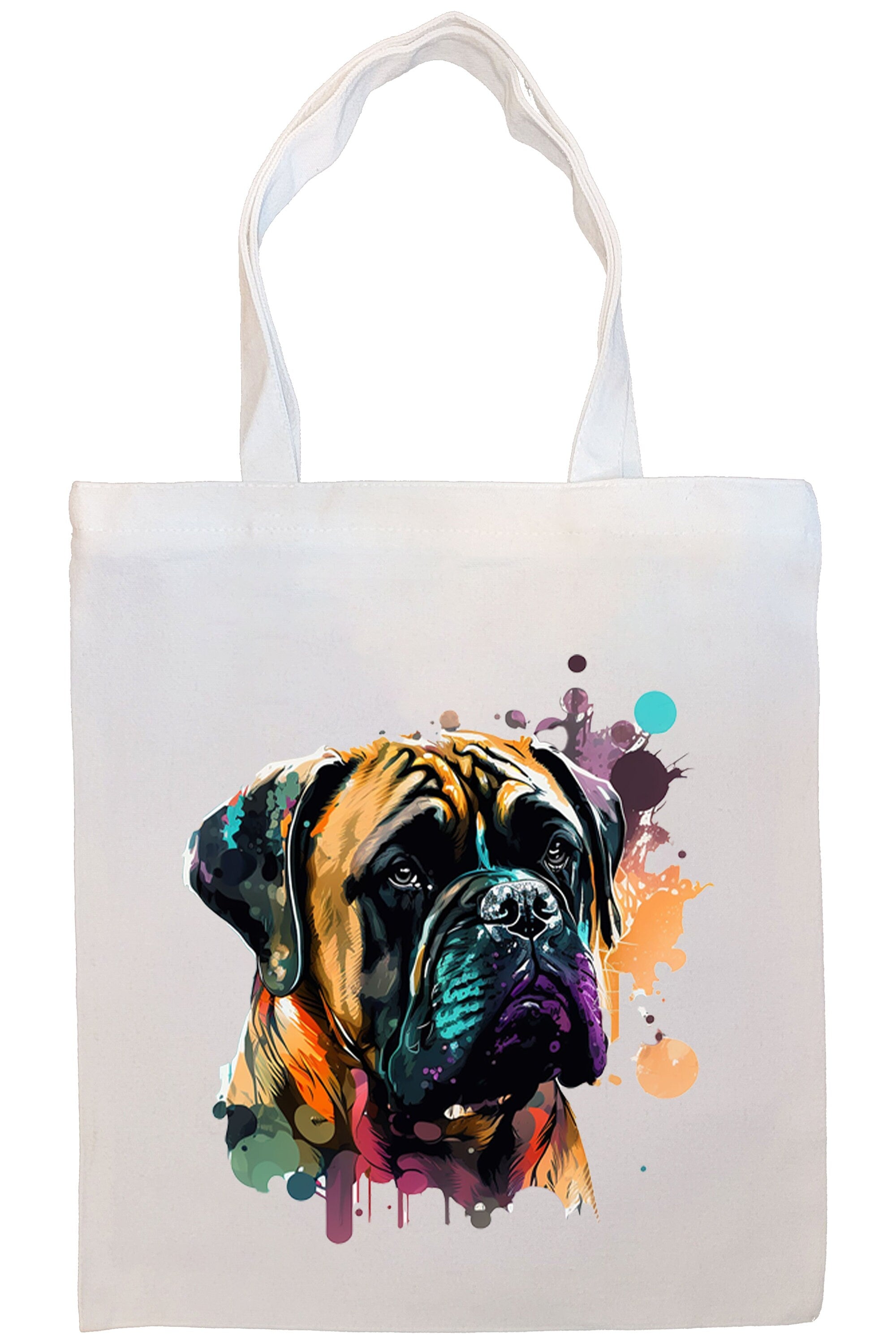 Bullmastiff Canvas Tote Bag with zippered closure, handles, and inner pocket, showcasing a stylish design for pet lovers.