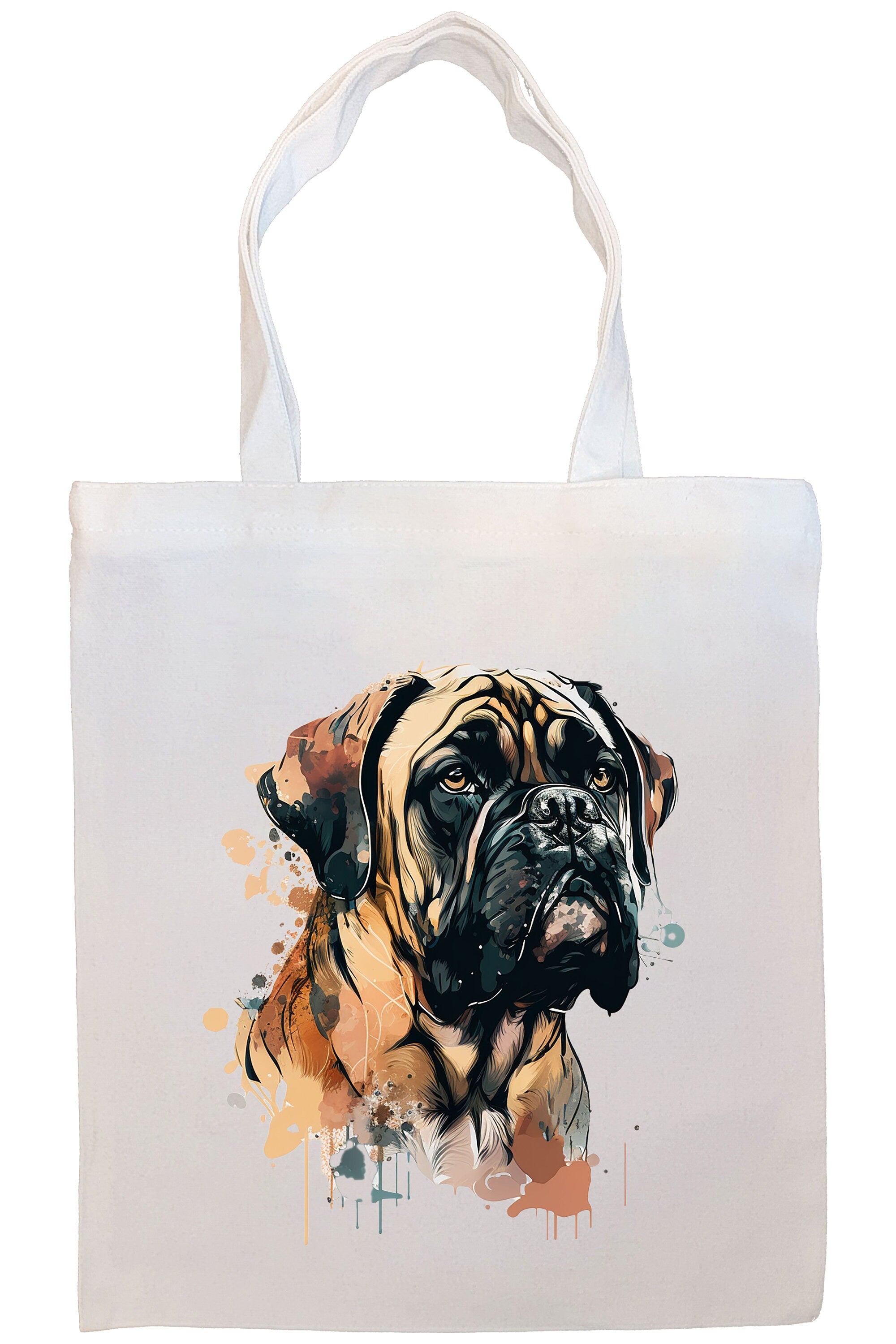Bullmastiff Canvas Tote Bag with zippered closure, handles, and inner pocket, showcasing a stylish design for pet lovers.