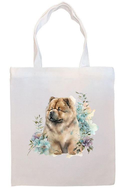 Chow Chow Canvas Tote Bag with zipper, handles, and inner pocket, showcasing a cute dog design.