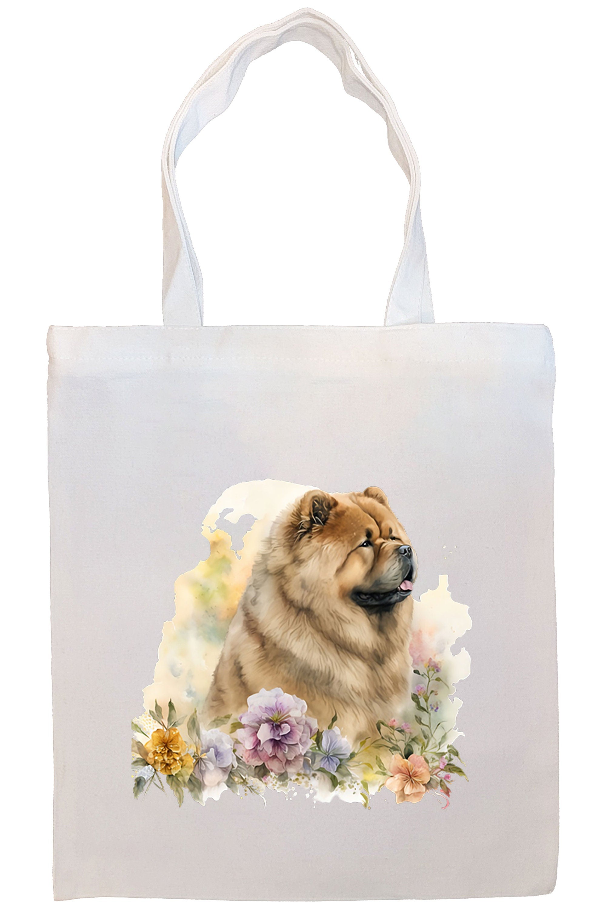 Chow Chow Canvas Tote Bag with zipper, handles, and inner pocket, showcasing a cute dog design.
