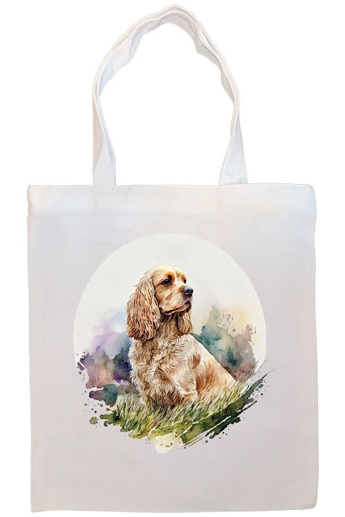 A stylish Cocker Spaniel Canvas Tote Bag with zipper, handles, and inner pocket, perfect for shopping and daily use.