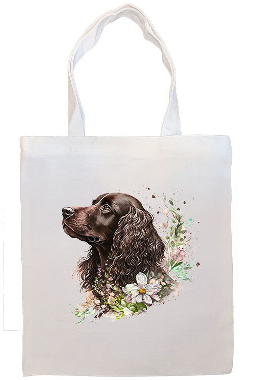 A stylish Cocker Spaniel Canvas Tote Bag with zipper, handles, and inner pocket, perfect for shopping and daily use.