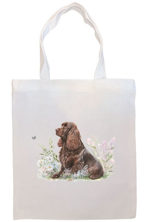 A stylish Cocker Spaniel Canvas Tote Bag with zipper, handles, and inner pocket, perfect for shopping and daily use.