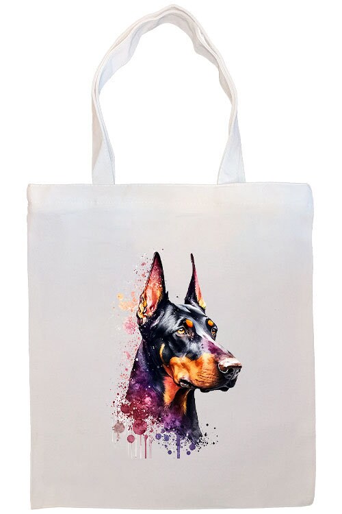 Stylish Doberman Canvas Tote Bag with zipper and inner pocket, perfect for shopping and daily use.