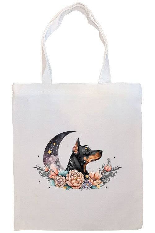Stylish Doberman Canvas Tote Bag with zipper and inner pocket, perfect for shopping and daily use.