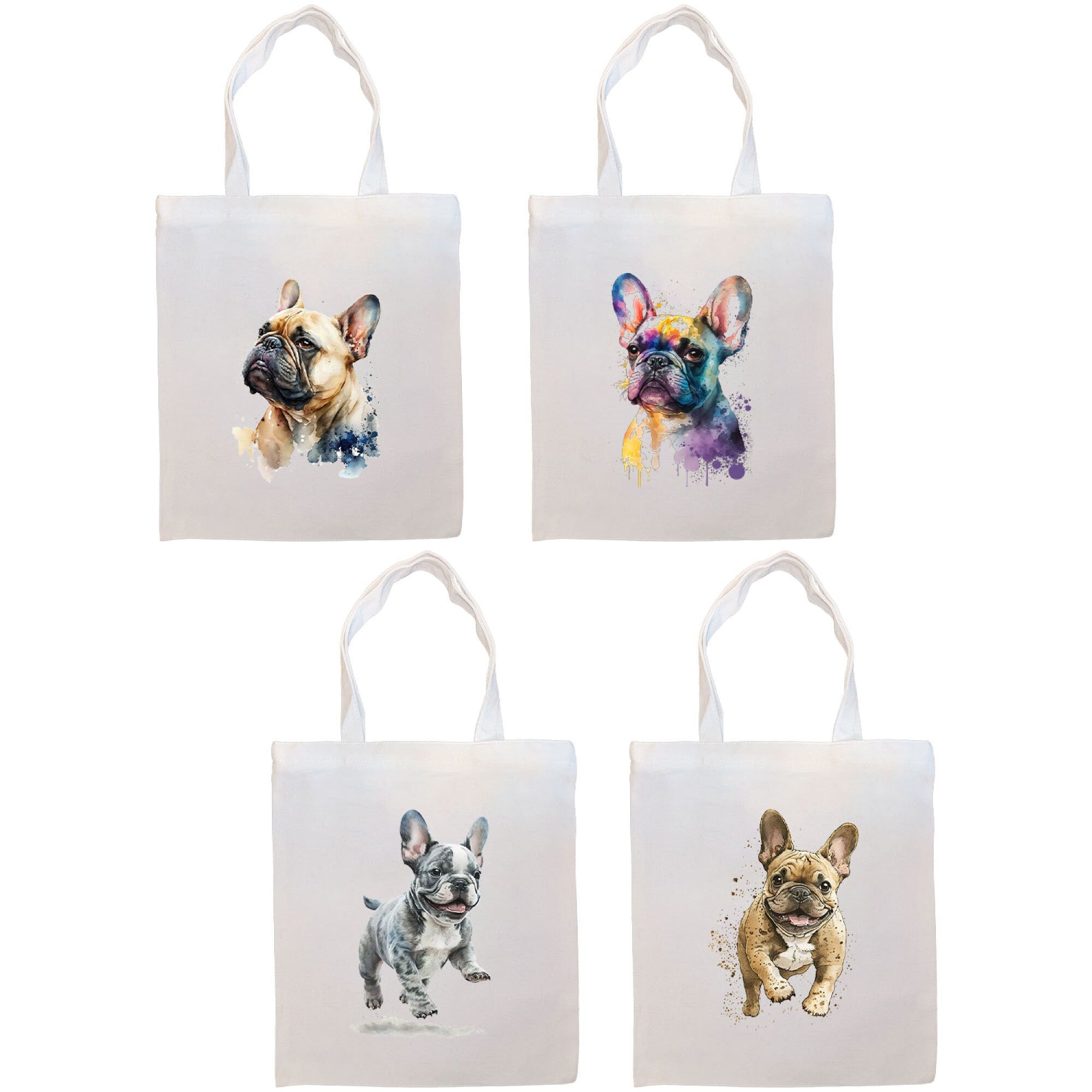 Stylish 'Frenchie' Canvas Tote Bag with zipper, handles, and inner pocket, perfect for shopping and daily use.