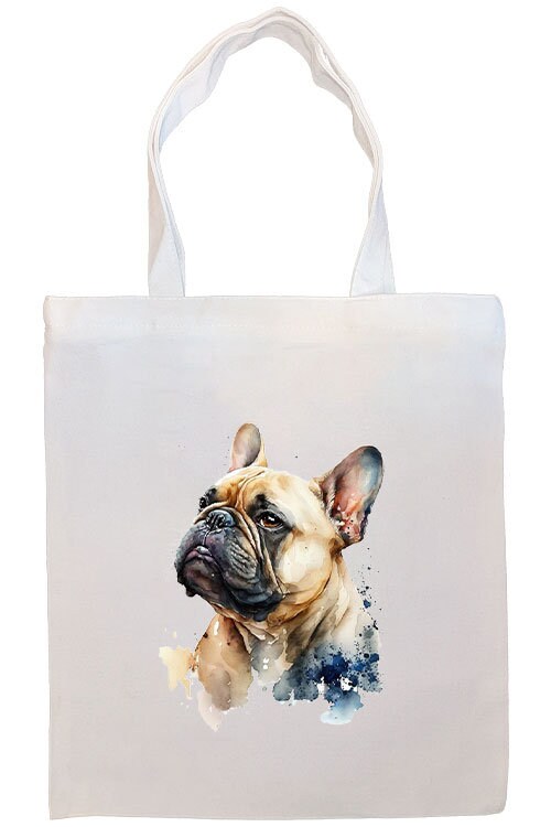 Stylish 'Frenchie' Canvas Tote Bag with zipper, handles, and inner pocket, perfect for shopping and daily use.