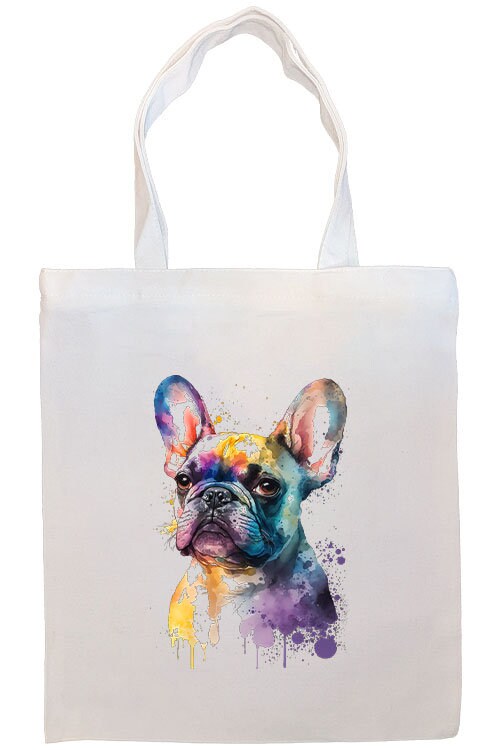 Stylish 'Frenchie' Canvas Tote Bag with zipper, handles, and inner pocket, perfect for shopping and daily use.